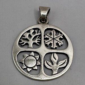 Retired James Avery Four Seasons Pendant Sun Snowflake Tree Sterling Silver